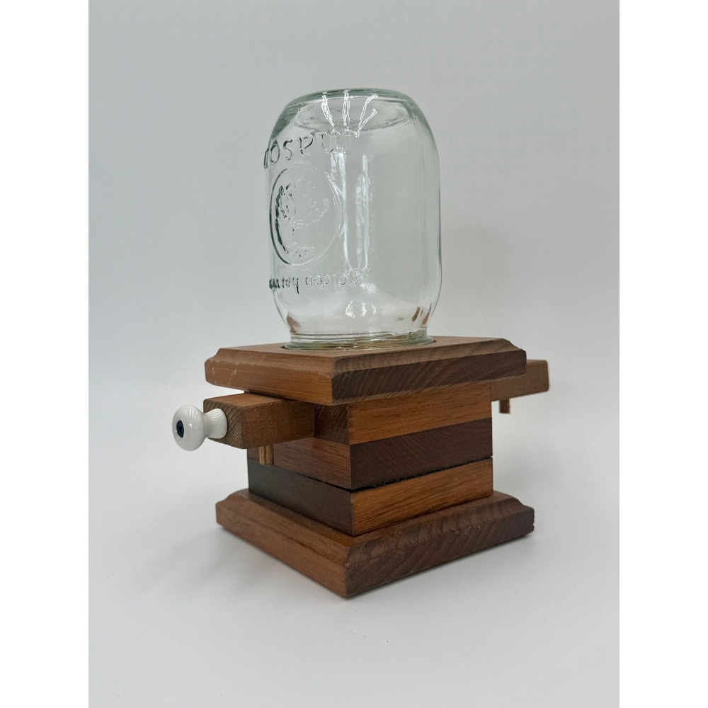Michael Lehman Handcrafted Wood Candy Nut Dispenser Mason Jar Farmhouse Decor